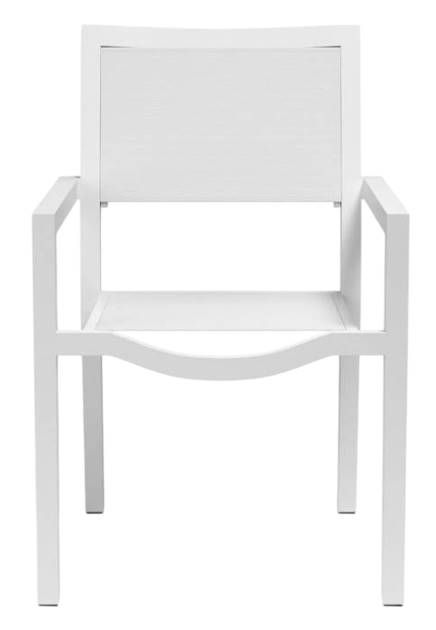 Sunset West Naples Satin White Fabric/Metal Outdoor Dining Chair-1