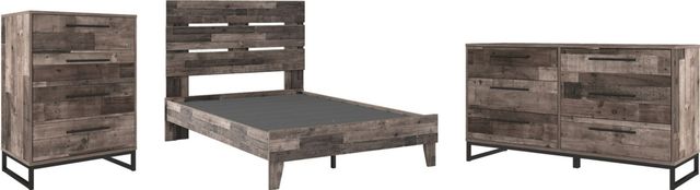 Signature Design by Ashley® Neilsville 3-Piece Multi Gray Full Panel Platform Bed Set-0