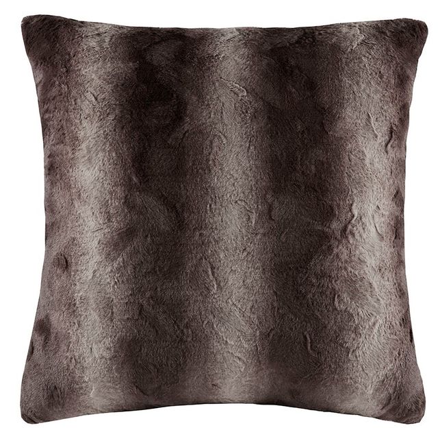 Olliix by Madison Park Zuri Faux Fur Chocolate 25" x 25" Euro Pillow-0