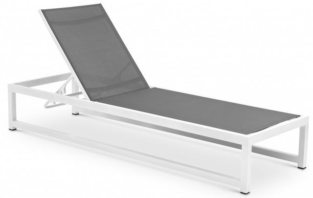 Meridian Furniture Maldives Grey/White Aluminum Outdoor Patio Adjustable Chaise Lounge Chair-0