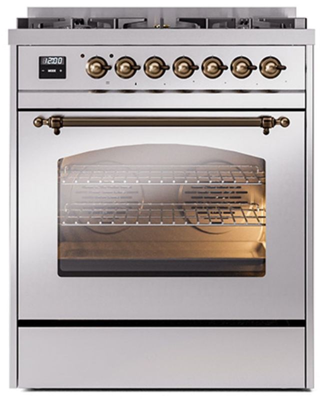 Ilve® Nostalgie II Series 30" Stainless Steel Pro Style Dual Fuel Range-2