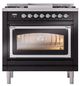 Ilve® Nostalgie II Noblesse 36'' Glossy Black Pro Style Dual Fuel Range with Chrome Trim-1