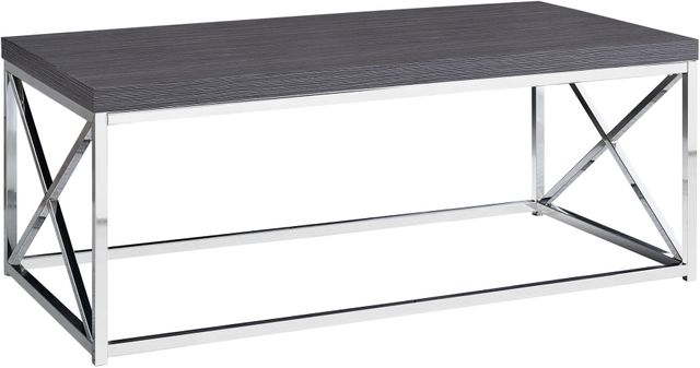Monarch Specialties Inc. Grey Coffee Table with Chrome Metal Base
