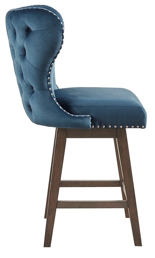 Olliix by Madison Park Hancock Dark Blue 27" Swivel Counter Stool-2