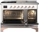 Ilve® Majestic III 48" White Pro Style Dual Fuel Liquid Propane Range with 5 Black Brass Burners and Copper Trim-1