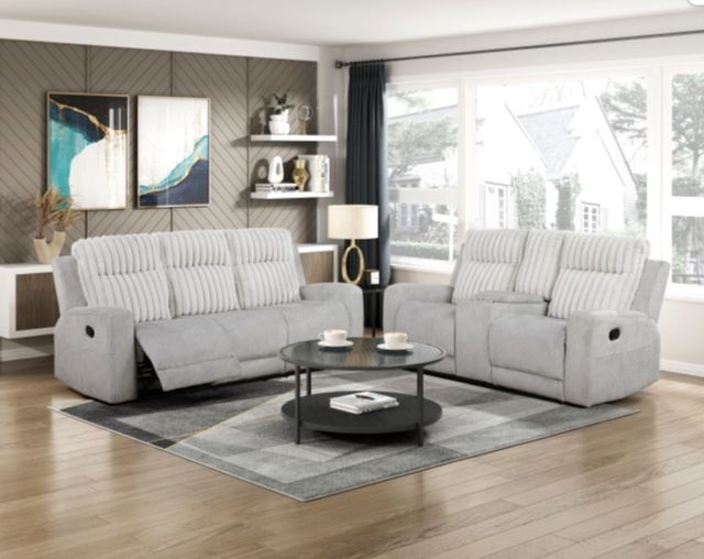Homelegance® Benton Light Gray Double Manual Reclining Sofa-1