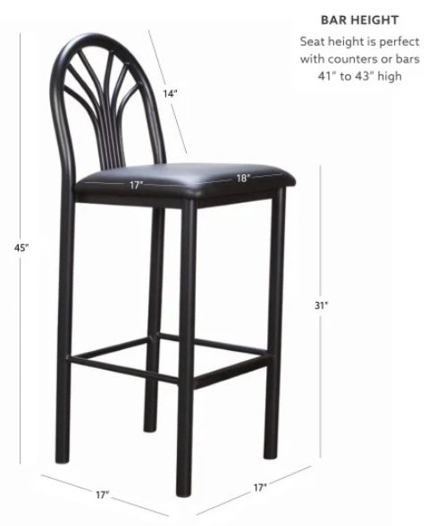 Linon Soleil 2-Piece Black Vinyl Metal Barstool Set-2