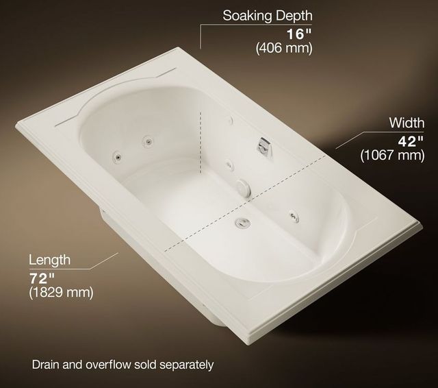 KOHLER® Memoirs® Biscuit 72" x 42" Drop-In Bath Whirlpool -3