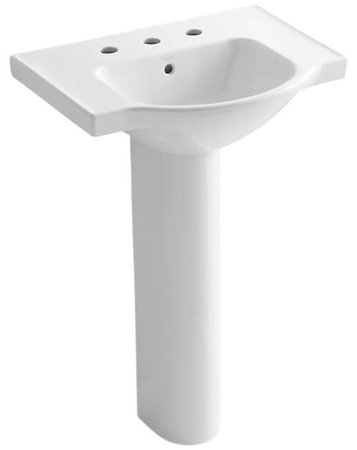 Kohler Veer® White 24" Widespread Rectangular Pedestal Bathroom Sink-0
