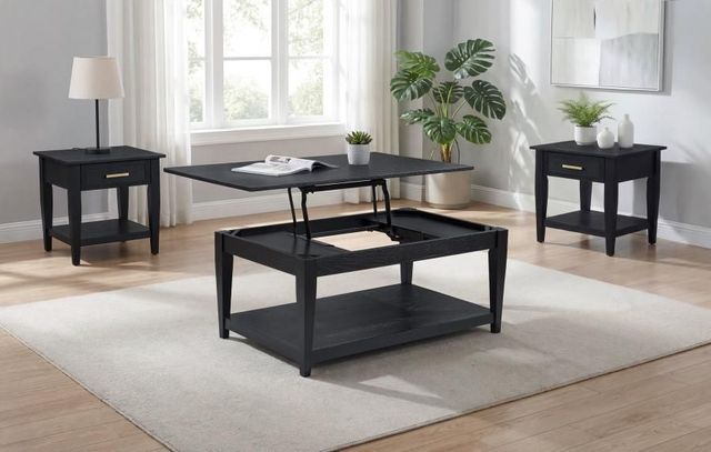 Coaster® Lindenton 3-Piece Black Lift-Top Coffee Table and End Table Set-1
