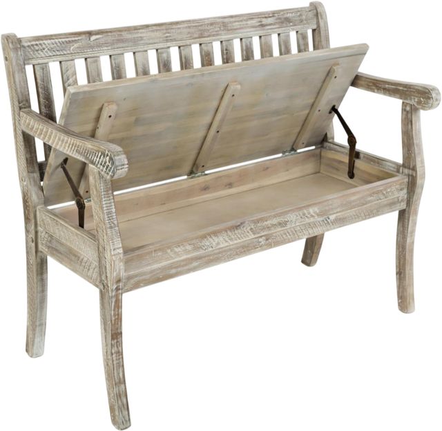 Jofran Inc. Artisan's Craft Washed Gray Storage Bench-2