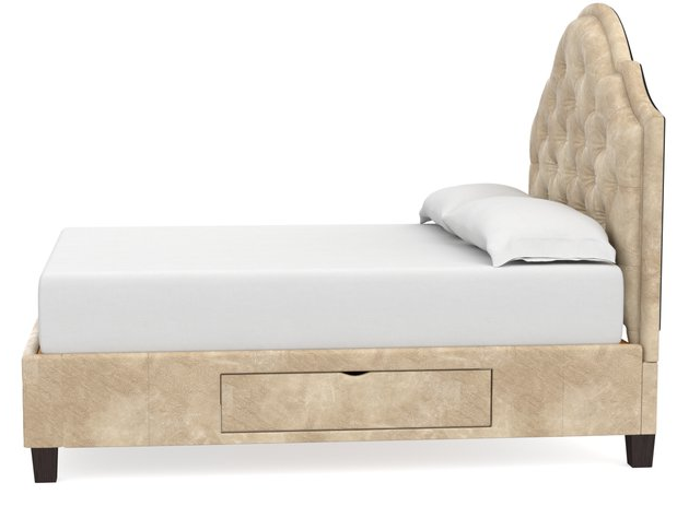Bassett® Furniture Custom Upholstered Beds Barcelona Leather Bonnet Storage Bed-2