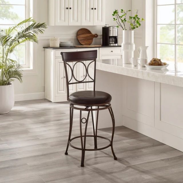 Linon Circles Dark Brown Counter Stool-1