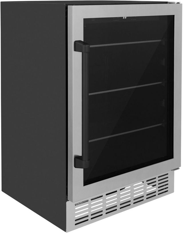 ZLINE Autograph Edition Monument 24" 4.5 C. Ft. Stainless Steel Freestanding Beverage Fridge with Matte Black Accents-2