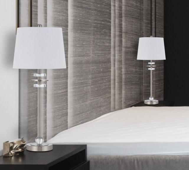 Cal® Lighting & Accessories Sitka 2-Piece Brushed Steel Buffet Lamp Set-3