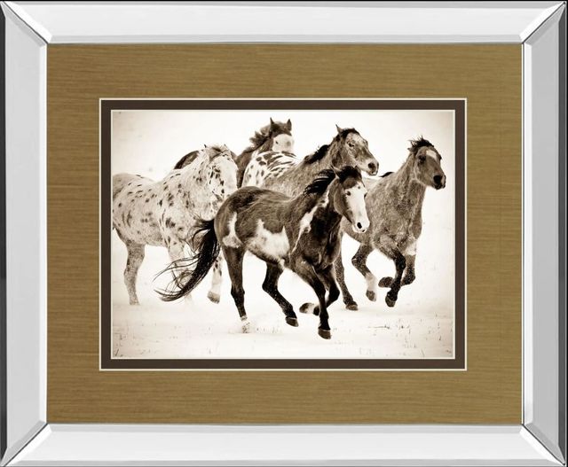 Classy Art Painted Horses Run by Carol Walker Mirror Framed Wall Art-0