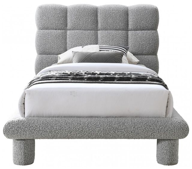 Meridian Furniture Deco Grey Twin Boucle Panel Bed-1