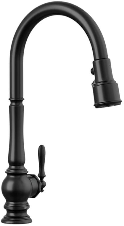 KOHLER® Artifacts® Matte Black Touchless Kitchen Sink Faucet with 3-Function Sprayhead-0