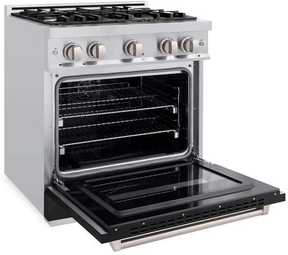 ZLINE Classic Series 30" Stainless Steel Pro Style Dual Fuel Range with Black Matte Door-3