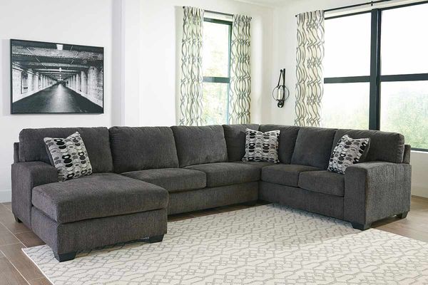 Signature Design by Ashley Ballinasloe 3-Piece Smoke Left-Arm Facing Chaise Sectional