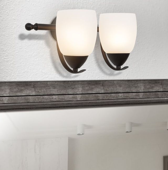 YHD Mirror Lake Oil Rubbed Bronze/White 2-Light Incandescent Wall Sconce-1