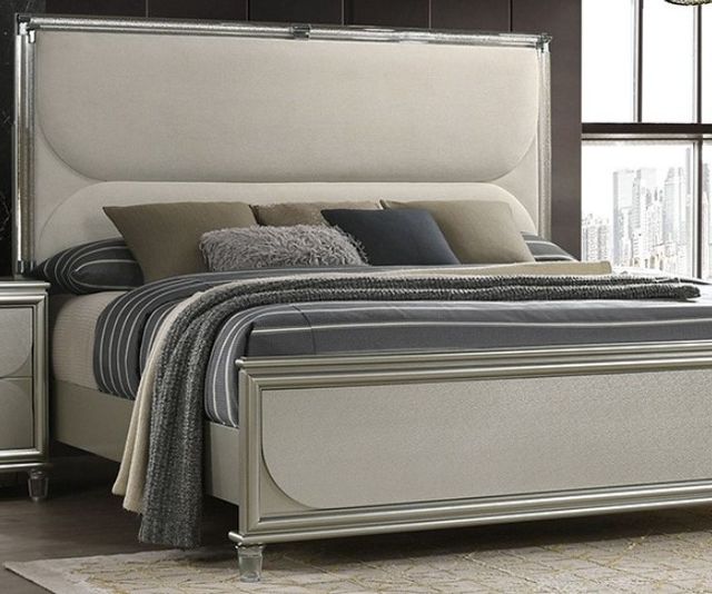 Furniture of America® Sheridan Silver/White Queen Panel Bed-0