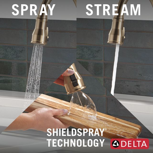 Delta Broderick® Champagne Bronze Touch2O® Technology Kitchen Faucet Champagne Bronze with Touchless Technology-4