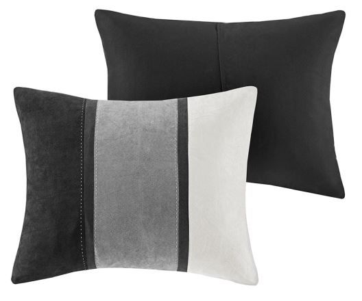 Olliix by Madison Park Palisades Black Queen Seven Piece Faux Suede Comforter Set-2