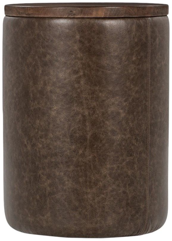 Classic Home Andra Cocoa Brown Leather Round Accent Table-0