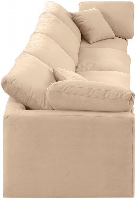 Meridian Furniture Indulge 4-Piece Beige Modular Velvet Sofa-2