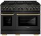 ZLINE Designer Collection Paramount 48" 6.7 Cu. Ft. Black Satin Stainless Steel Dual Fuel Range with Matte Black and Champagne Bronze Accents-0