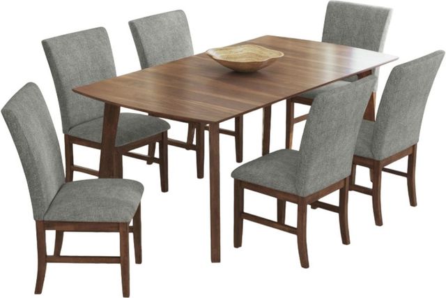 Elements International Santa Barbara 7-Piece Dark Gray/Walnut Rectangular Dining Set-0