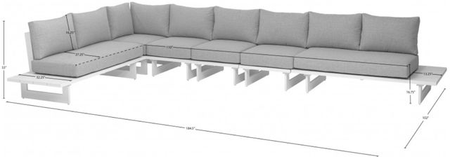 Meridian Furniture Maldives 6-Piece Gray Fabric Outdoor Sectional-4