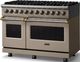 Viking® 5 Series 48" Nantucket Pro Style Dual Fuel (NG) Range with Brushed Brass Trim-3