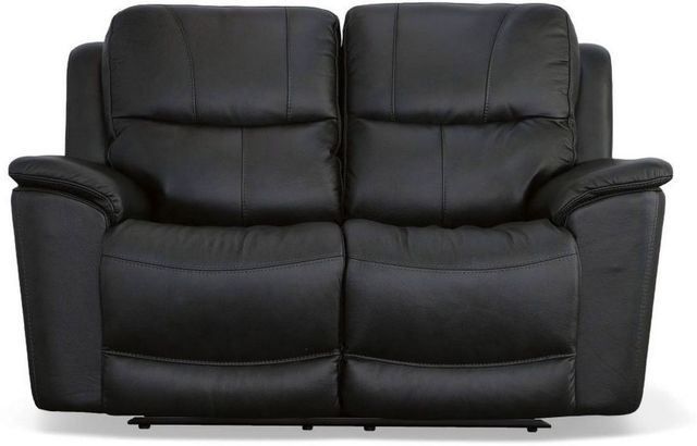 Flexsteel® Cade Black Power Reclining Loveseat with Power Headrests and Lumbar-1