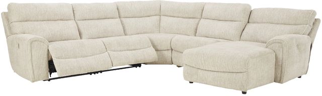 Signature Design by Ashley® Critic's Corner 5-Piece Parchment Power Reclining Right-Arm Facing Sectional and Chaise-0