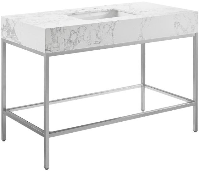 Meridian Furniture Marmo White/Brushed Chrome 48" Bathroom Vanity-0