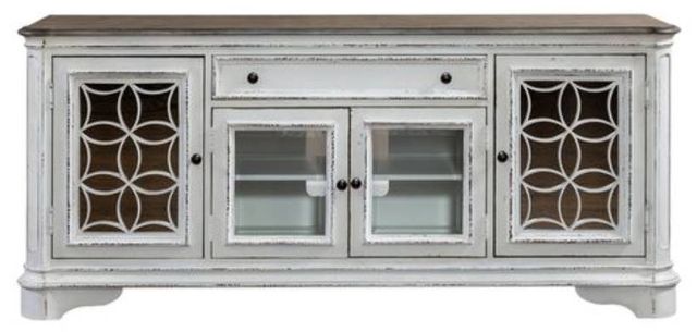 Liberty Furniture Magnolia Manor Antique White/Weathered Bark Entertainment TV Stand-2