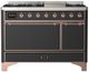 Ilve® Majestic III 48" Graphite Matte Pro Style Dual Fuel Natural Gas Range with Solid Door and Copper Trim-0