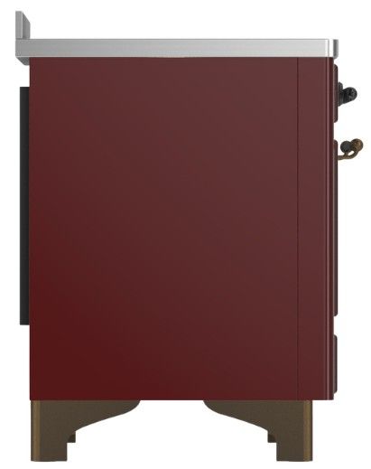 Ilve® Majestic III 48" Burgundy Pro Style Induction Range with Solid Door and Burnished Trim-3
