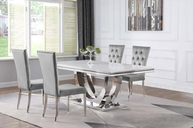 Coaster® Kerwin 5-Piece Chrome/Gray Rectangular Dining Table Set -3