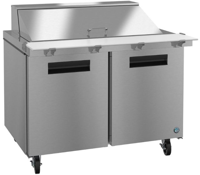Hoshizaki 48" 13.66 Cu. Ft. Stainless Steel Two Section Mega Top Prep Table Refrigerator with Enamel Coated Evaporator Coil-1