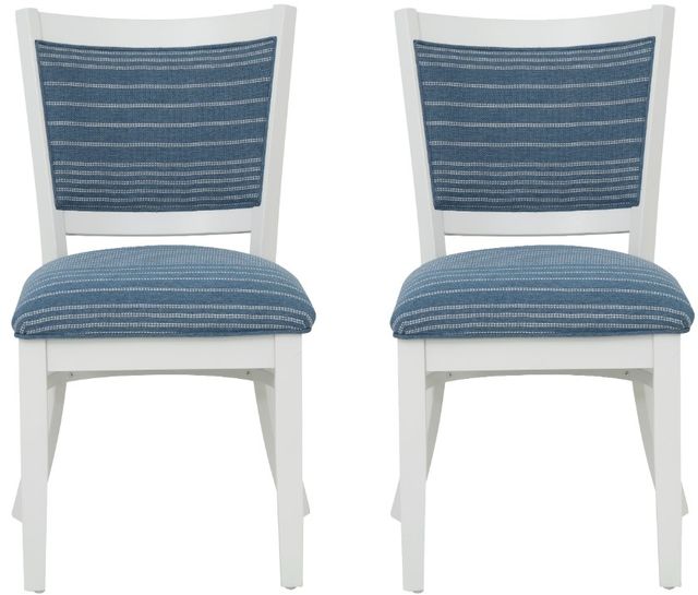 Linon Lourdes 2-Piece Blue Stripe/White Side Chair Set-2