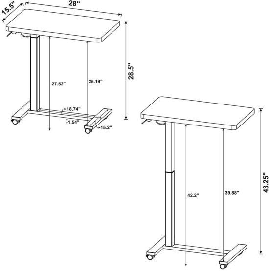 Coaster® Westpark Black Pneumatic Adjustable Side Table with Black Metal Base -2