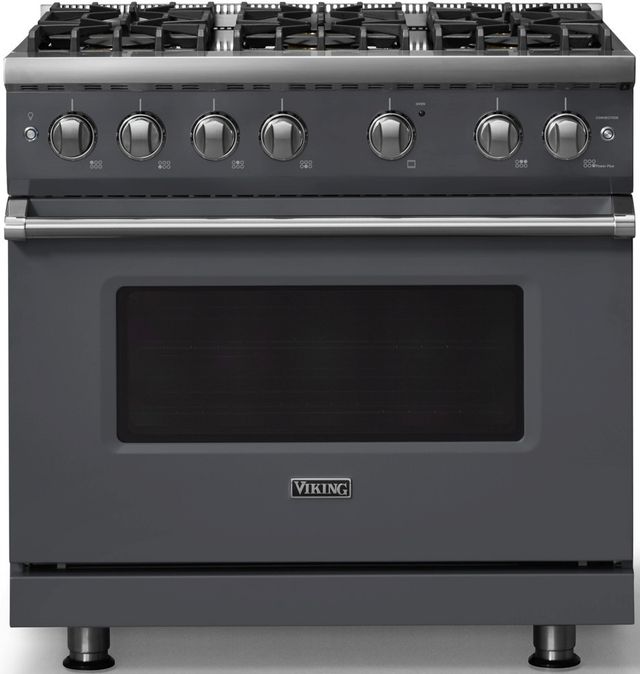 Viking® 5 Series 36" Cast Black Pro Style Gas (NG) Range with Polished Chrome Trim-0