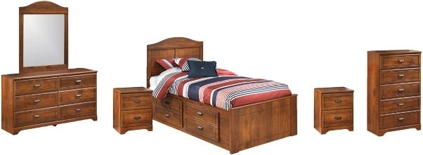 Signature Design by Ashley® Barchan 6-Piece Medium Brown Twin Panel Bed Set-0