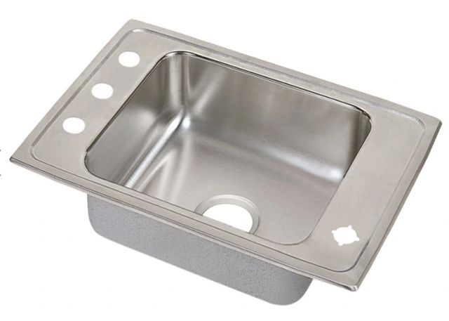 Elkay Lustertone® Classic Lustrous Satin Stainless Steel 22" x 20" x 5" 4-Hole Rectangular Single Bowl Drop-in Classroom ADA Sink-0