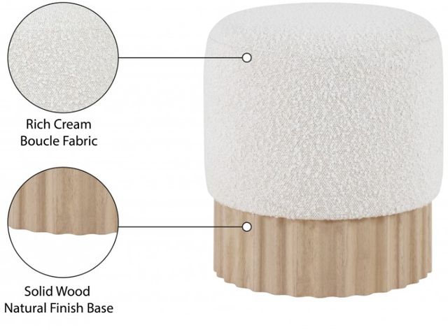 Meridian Furniture Veranda Cream/Natural Boucle Fabric Ottoman-3