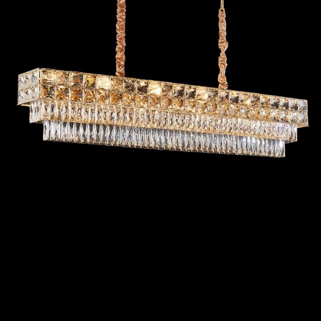 Michael Amini® Soleil Clear/Gold 16-Light Rectangular Chandelier-1