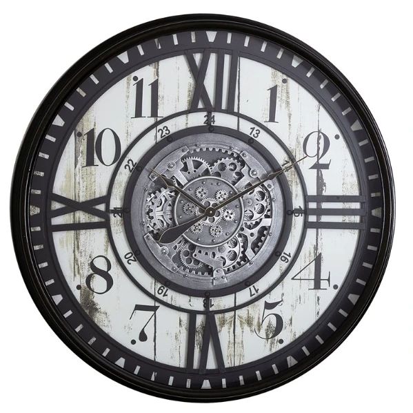 YHD Black/White Modern Farmhouse Gear Clock-0